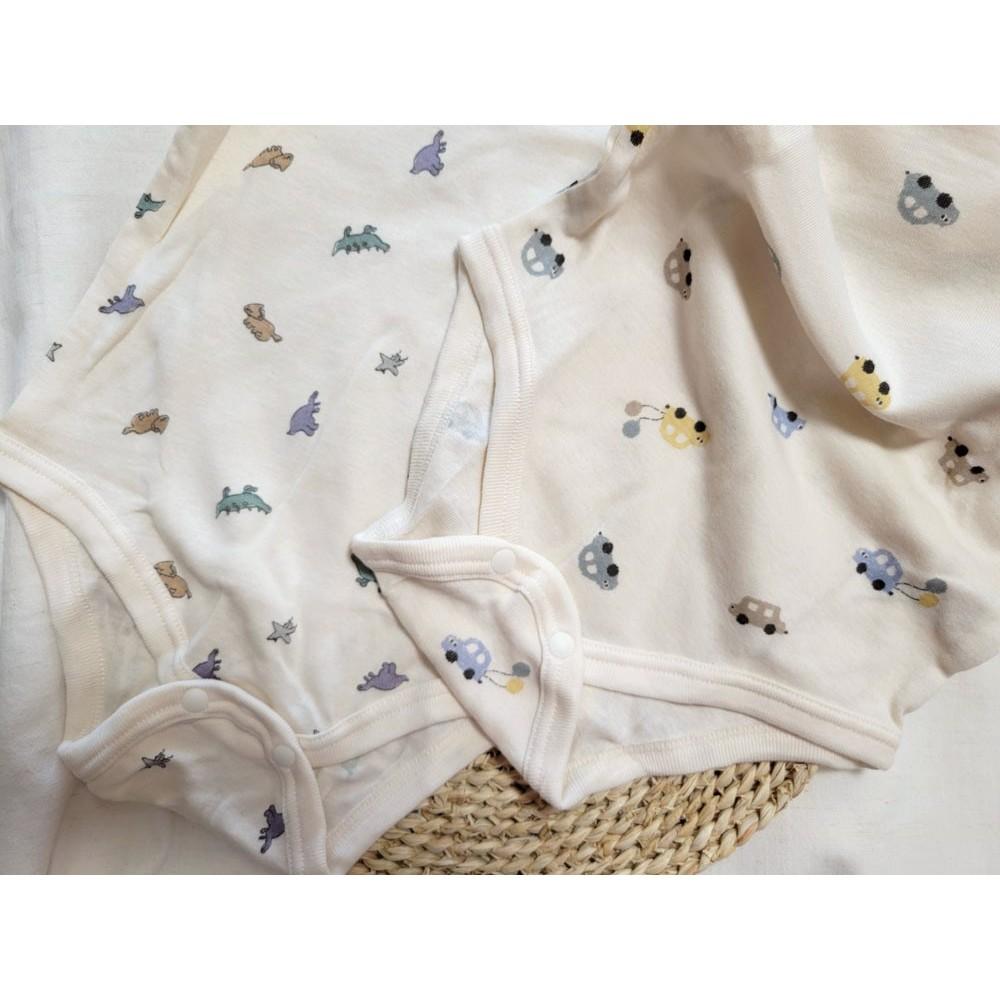 【現貨70公分🍭日本空運】tete a tete 春夏純棉100%短袖包屁衣2件組 嬰幼兒 汽車 恐龍 汽球 男寶 女寶-細節圖5