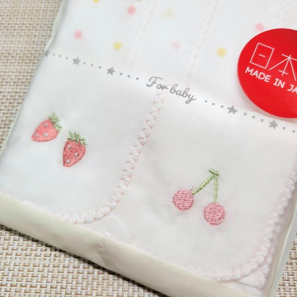【純棉日本製🔴】刺繡紗布巾6入組-27x27公分🍭口水巾 純棉 方巾 萬用巾 新生兒適用親膚 草莓櫻桃-細節圖2