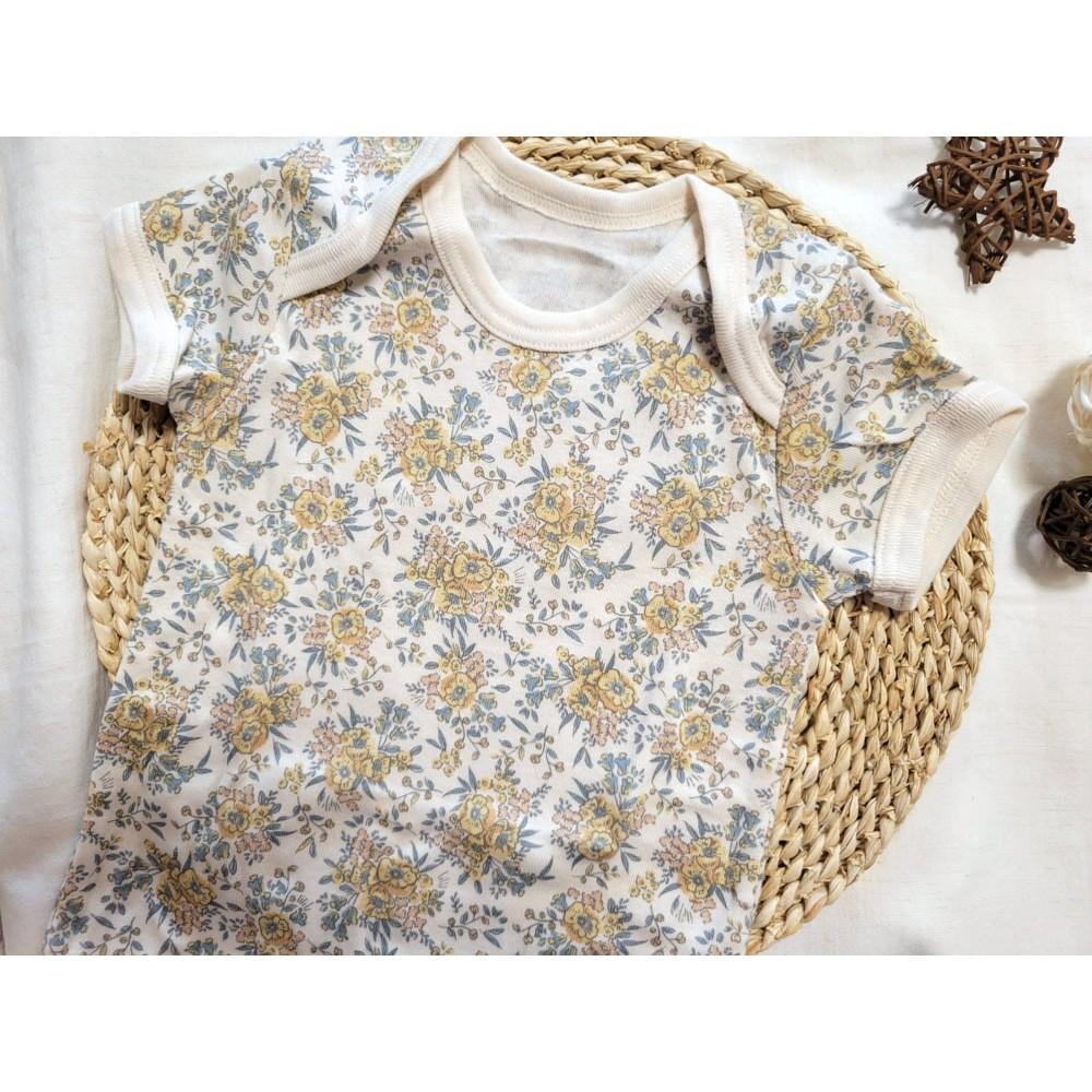 【現貨70公分🍭日本空運】tete a tete 春夏純棉100%短袖包屁衣2件組 嬰幼兒小花 花朵 女寶 日本童裝質感-細節圖2