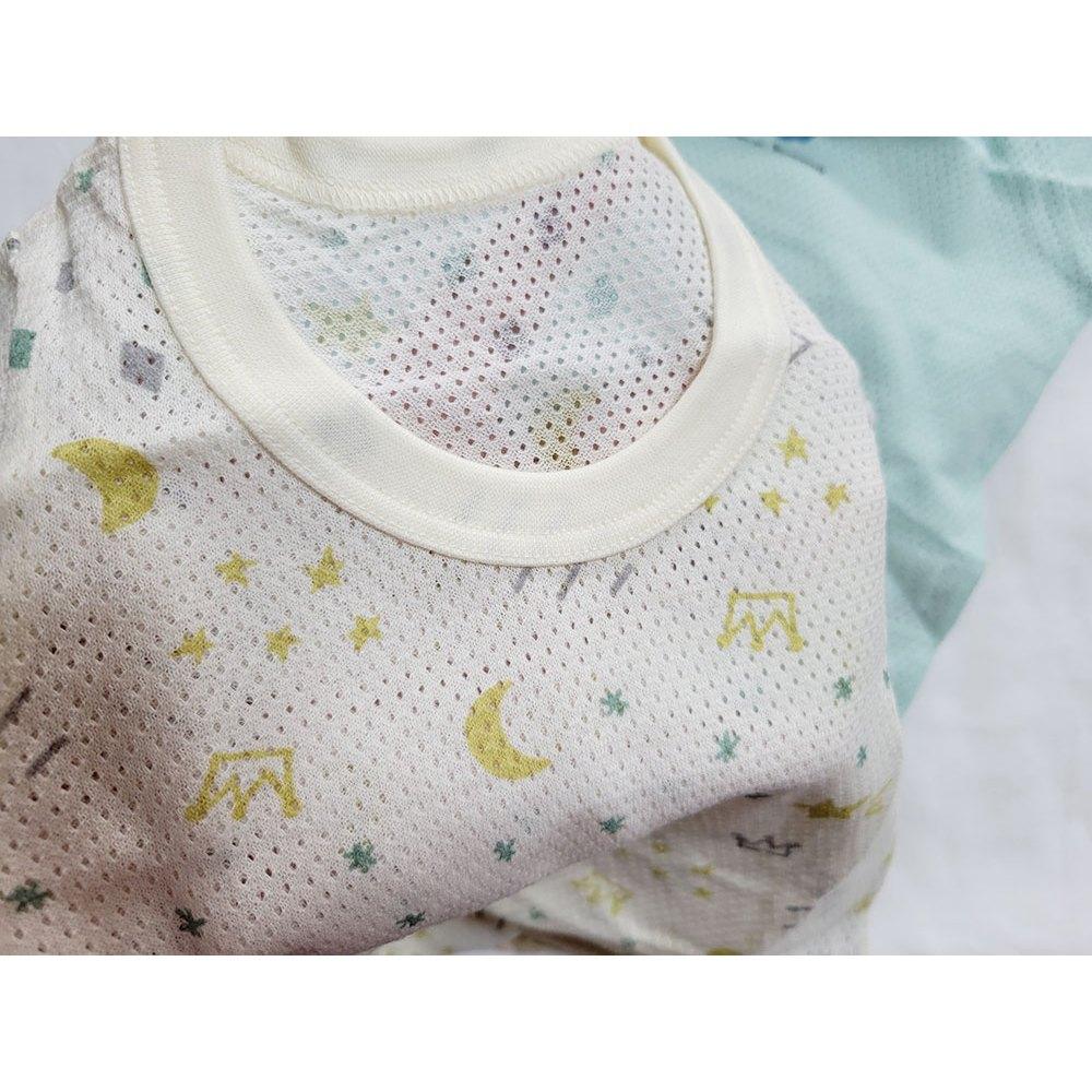 【🍭80cm | 90cm】網眼短袖上衣 3件組 100%純棉 日本西松屋 星星 月亮 樹 幾何 透氣-細節圖7