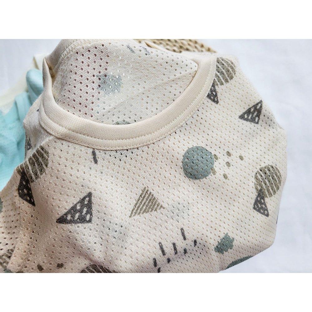 【🍭80cm | 90cm】網眼短袖上衣 3件組 100%純棉 日本西松屋 星星 月亮 樹 幾何 透氣-細節圖9