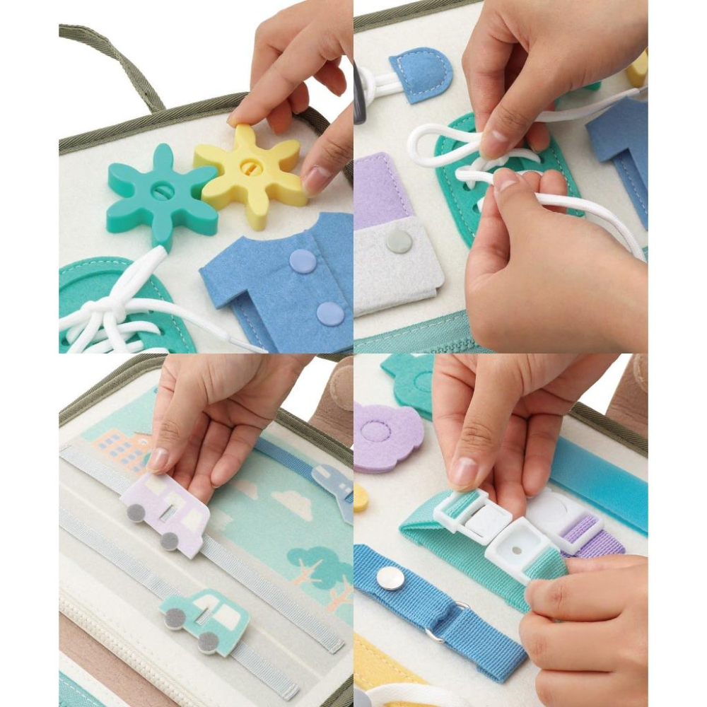 【快速出貨開發票】新款3coins 寶寶忙碌書 知育遊戲書 知育玩具 感官遊戲 小肌肉訓練 寶寶布書 手部練習 魔鬼氈-細節圖3