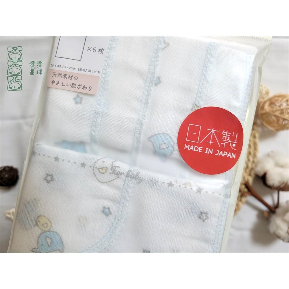 【附發票🍭純棉日本製🔴】紗布巾6入組-23x23公分 口水巾 小象藍 純棉 方巾 萬用巾 新生兒適用親膚-細節圖3