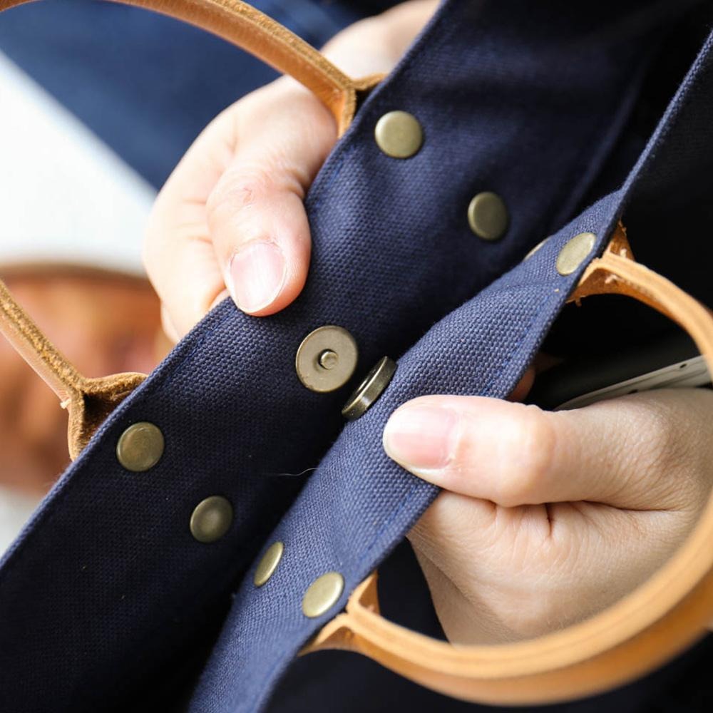 點子包【icleaxbag】簡約L號真皮帆布購物袋 側背包 A4裝得下 可拆式背帶  台灣製造-細節圖7