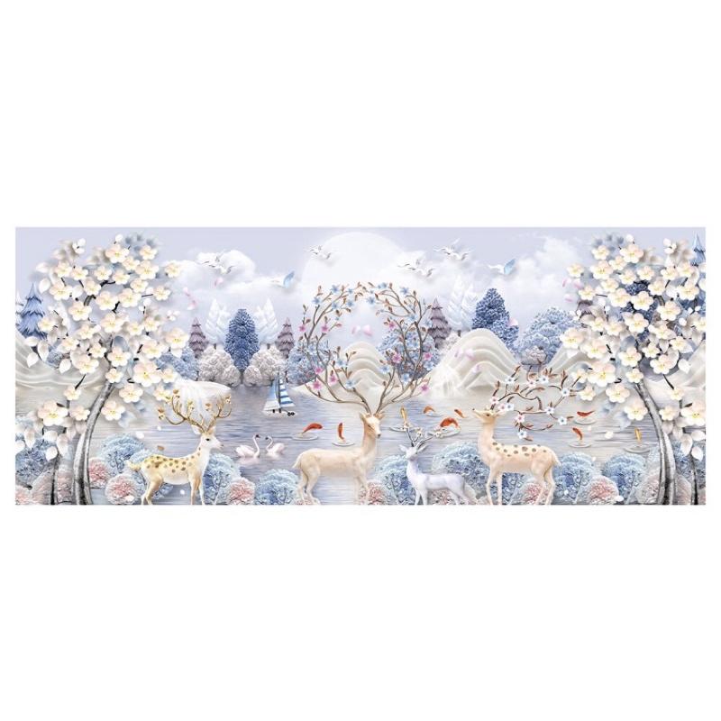 💕2days國際美妝精品💕💎（含運開發票）自行錶框（已完成圖案）客廳簡約麋鹿九魚圖十字繡新款5D鑽石繡大幅100*40-細節圖7