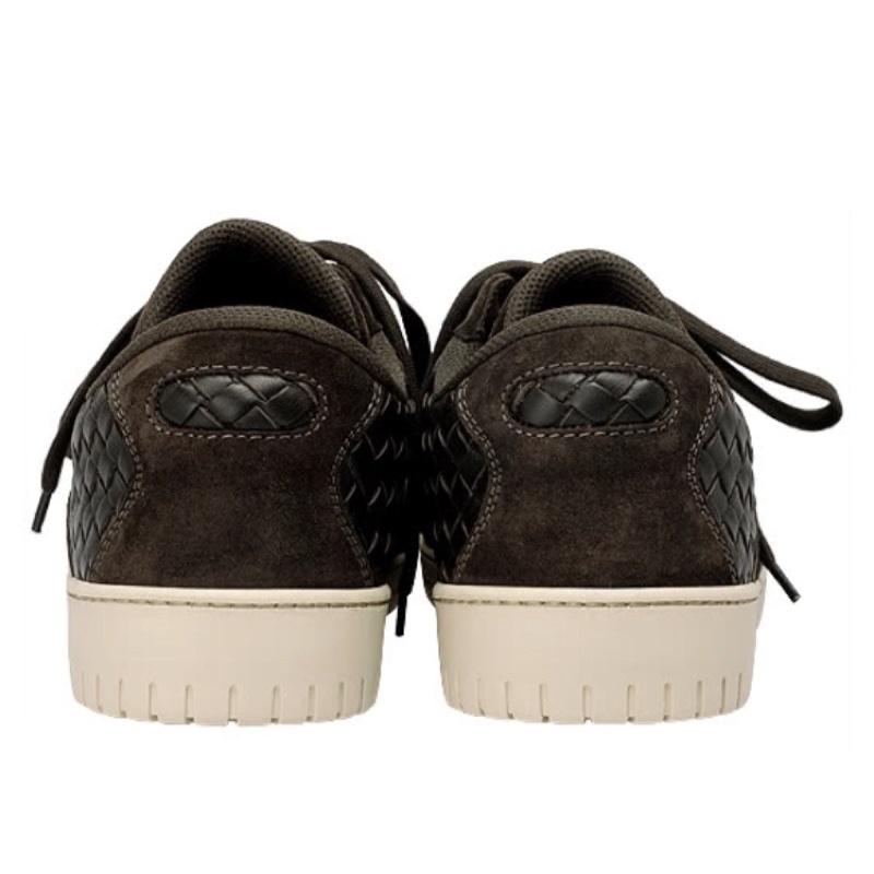 ❤️2days國際美妝❤️限量義大利手工BOTTEGA VENETA經典編織小羊皮X麂皮休閒鞋(深咖啡)-細節圖4