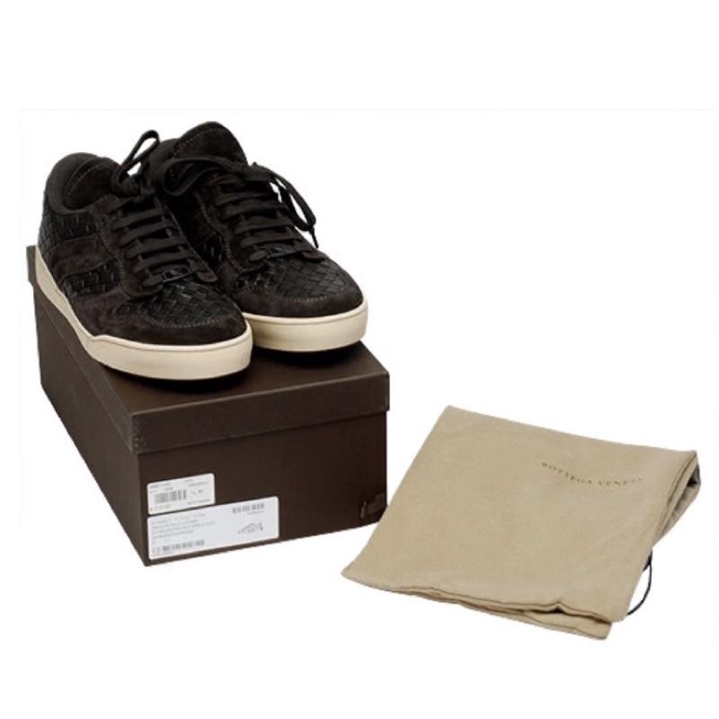 ❤️2days國際美妝❤️限量義大利手工BOTTEGA VENETA經典編織小羊皮X麂皮休閒鞋(深咖啡)-細節圖8