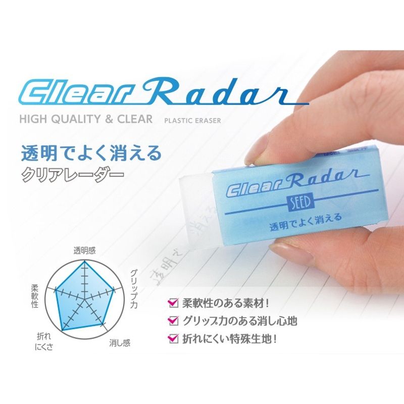日本SEED Clear Radar透明橡皮擦 擦布 擦子 日本文具 超美橡皮擦-細節圖2