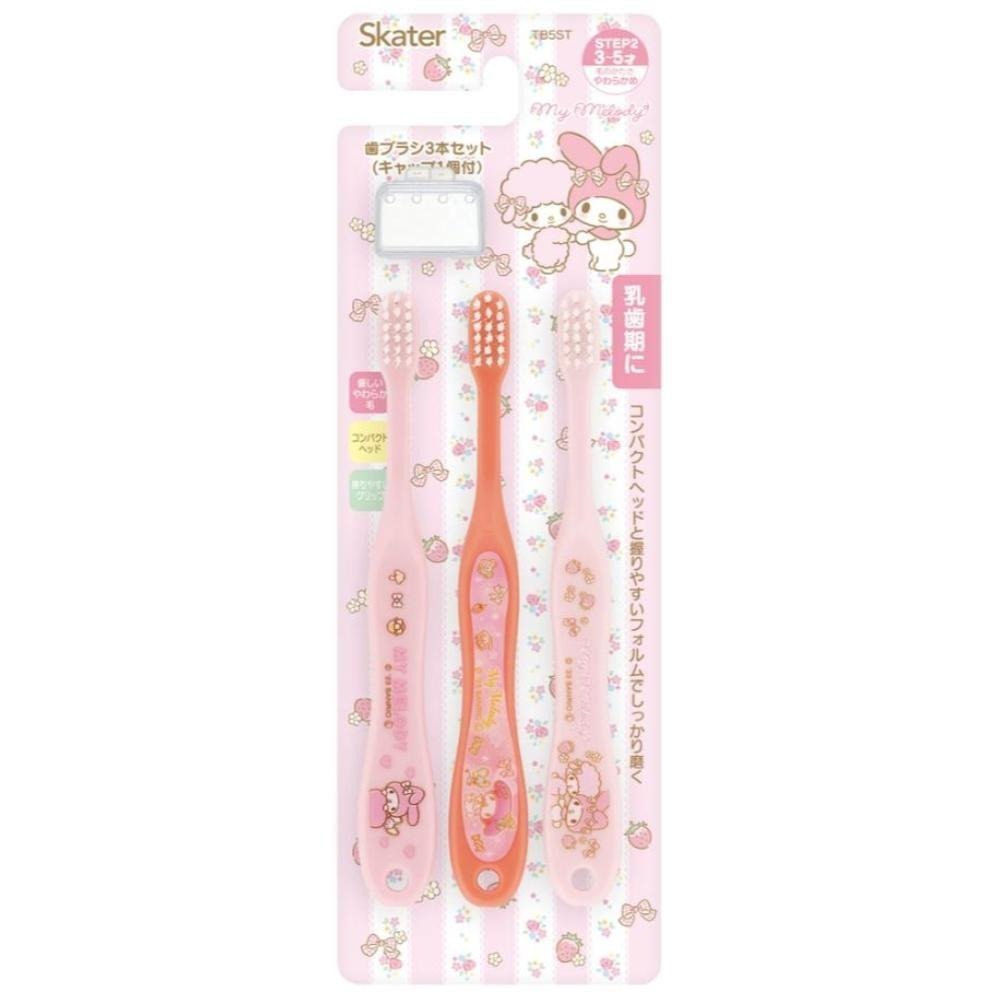 [MBB🇯🇵現貨附發票]日本SKATER 3入牙刷組 3-5歲附蓋  寶可夢 TB5ST 兒童牙刷 幼兒牙刷 角落生物-規格圖3