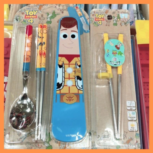 [MBB🇰🇷現貨附發票]韓國玩具總動員4餐具組 學習筷 湯匙 筷子 收納盒 叉匙盒