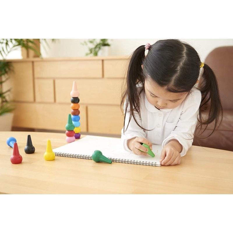 [MBB🇯🇵現貨附發票]日本AOZORA Baby color兒童安全無毒蠟筆 幼兒蠟筆 12色 6色 馬卡龍 積木蠟筆-細節圖4