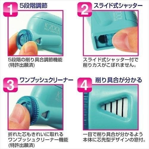 [MBB🇯🇵現貨附發票]日本KUTSUWA STAD KZOOL 攜帶型五段式削鉛筆機 日本製 削筆器 筆芯長度-細節圖2