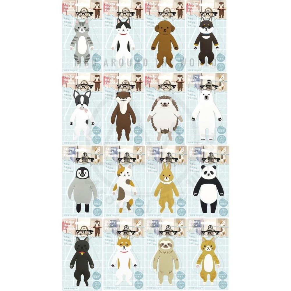 [MBB🇯🇵現貨附發票]日本Sticky Hook Friends 可愛動物系收納無痕掛勾 浴室掛勾 置物架 貓咪掛勾-細節圖2