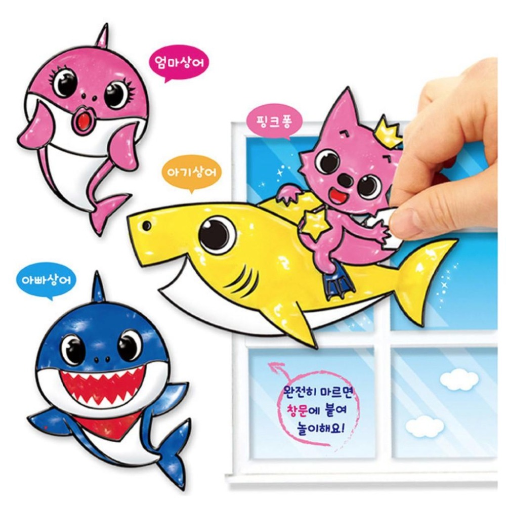 [MBB🇰🇷現貨附發票]韓國 JONGIE NARA 彩繪玻璃膠 免烤膠畫玻璃畫貼紙DIY 寶可夢 PORORO 鯊魚寶-細節圖4