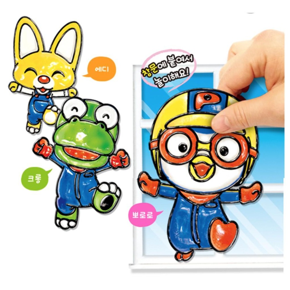[MBB🇰🇷現貨附發票]韓國 JONGIE NARA 彩繪玻璃膠 免烤膠畫玻璃畫貼紙DIY 寶可夢 PORORO 鯊魚寶-細節圖6