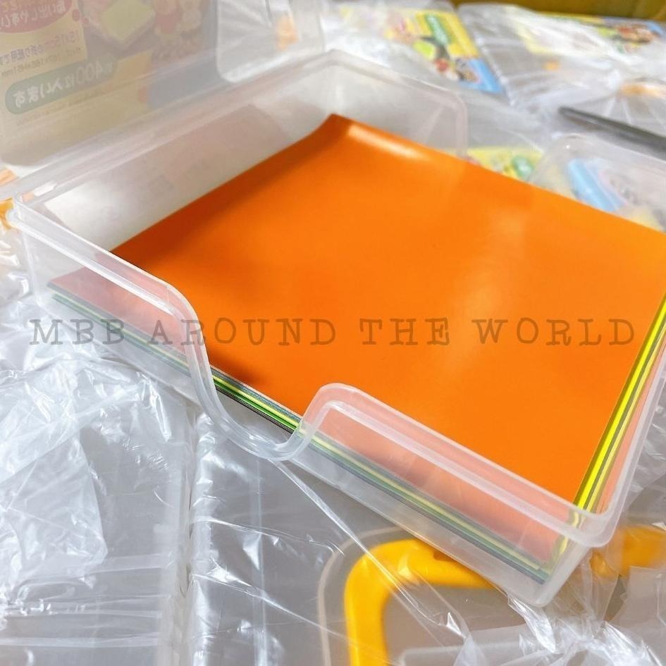 [MBB🇯🇵現貨附發票]日本 手提式色紙收納盒 精工株式會社 摺紙 收納 小物收納 色紙盒 透明手提盒-細節圖6