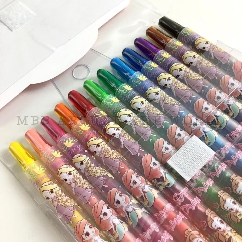 [MBB🇰🇷現貨附發票]韓國 旋轉蠟筆12色 迪士尼公主 寶可夢 蠟筆小新 兒童蠟筆-細節圖5