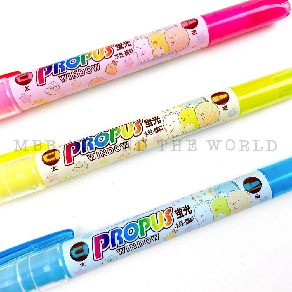 [MBB🇯🇵現貨附發票]日本 UNI PROPUS WINDOW 角落生物雙頭螢光筆 三色任選 透明視窗-細節圖4