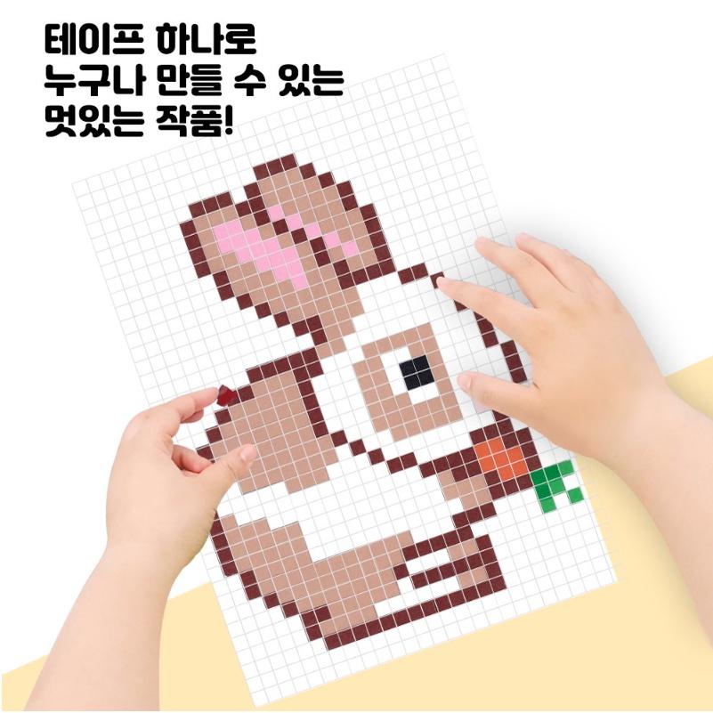 [MBB🇰🇷現貨附發票]韓國 Sinwoo 像素紙膠帶著色組18色 24卷紙膠帶 拼貼畫 馬賽克 PIXEL 方塊畫-細節圖2