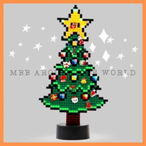 [MBB🇰🇷現貨附發票]韓國 LED聖誕樹拼豆積木DIY組 8mm 附底座 聖誕節 聖誕禮物 擺飾 免燙拼豆 迷你積木