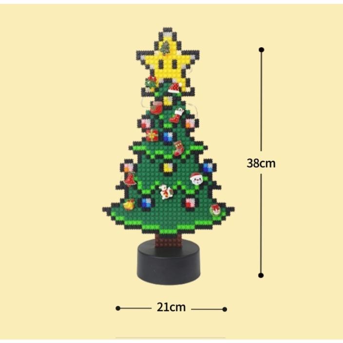 [MBB🇰🇷現貨附發票]韓國 LED聖誕樹拼豆積木DIY組 8mm  附底座 聖誕節 聖誕禮物 擺飾 免燙拼豆 迷你積木-細節圖6