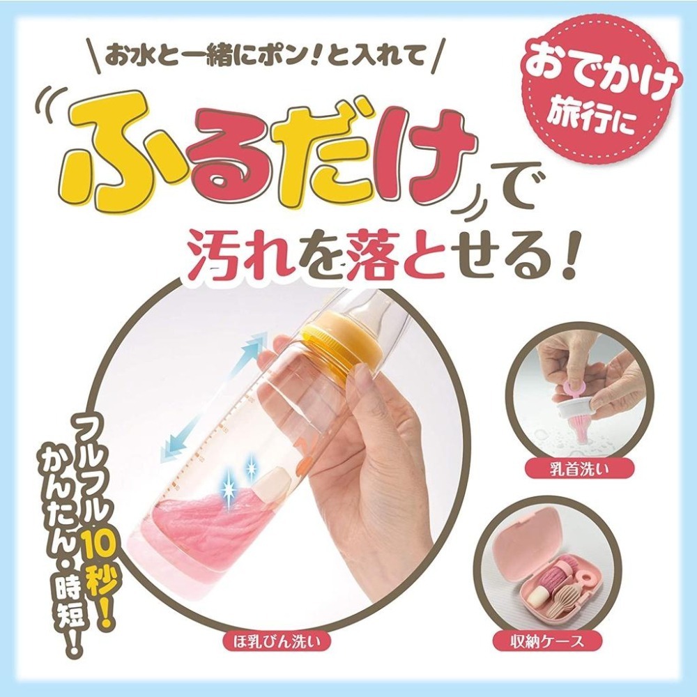 [MBB🇯🇵現貨附發票]日本 Sanko 攜帶式魔法奶瓶刷組 水瓶清潔刷 奶瓶清潔 奶嘴刷 旅行奶瓶刷-細節圖2