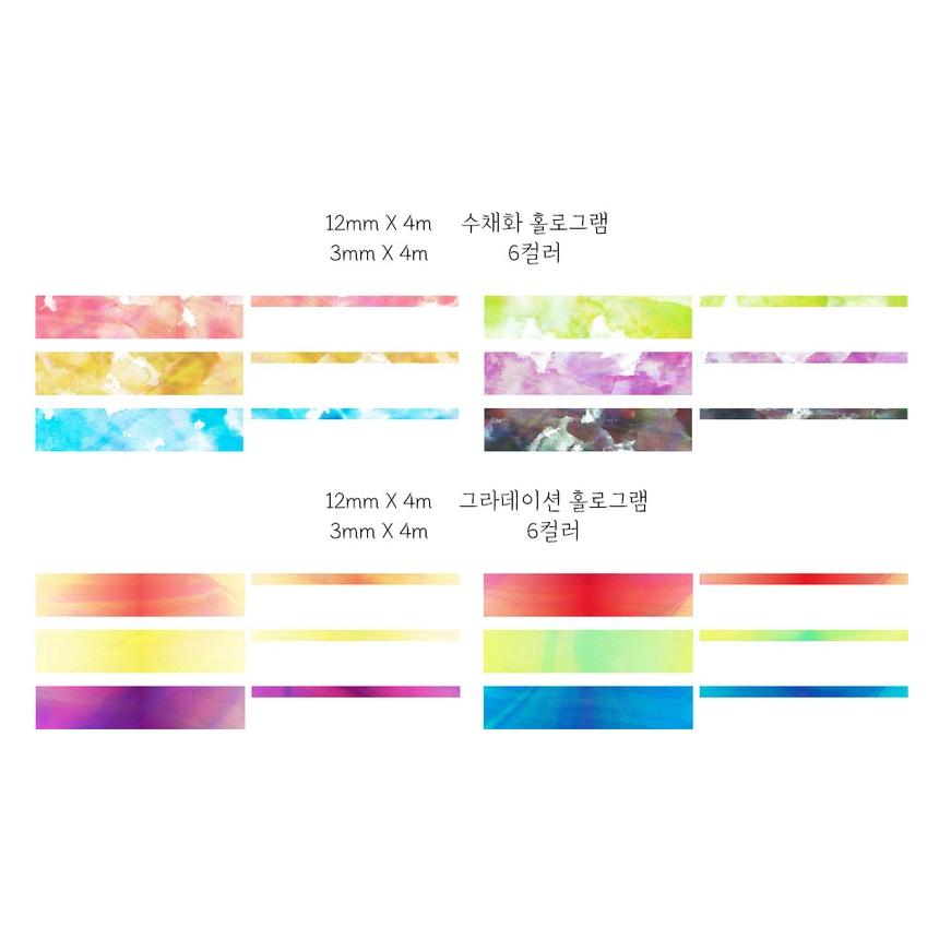 [MBB🇰🇷現貨附發票]韓國 Sinwoo 彩虹膜金屬感紙膠帶著色組12色 24卷紙膠帶 拼貼畫 炫彩 鐳射 炫彩紙膠帶-細節圖2