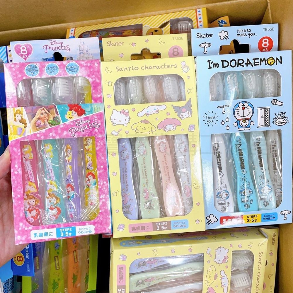 [MBB🇯🇵現貨附發票]日本 SKATER 兒童牙刷8入組 TB6SE 寶可夢 角落生物 兒童牙刷 牙刷 附牙刷蓋-細節圖3