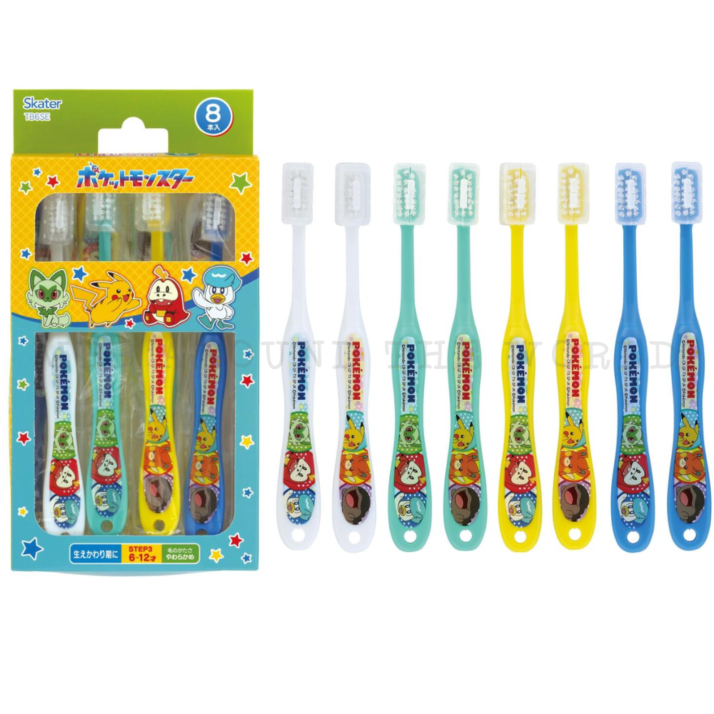 [MBB🇯🇵現貨附發票]日本 SKATER 兒童牙刷8入組 TB6SE 寶可夢 角落生物 兒童牙刷 牙刷 附牙刷蓋-規格圖6