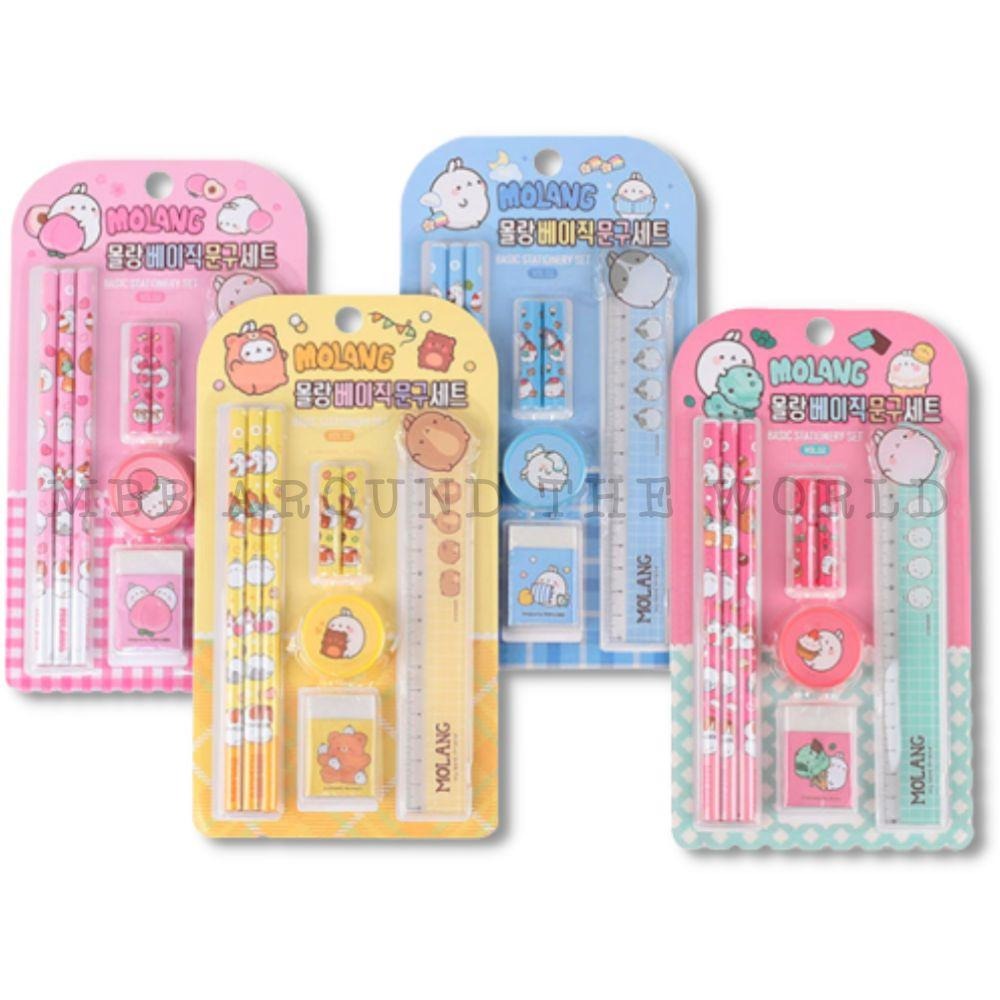 [MBB🇰🇷現貨附發票]韓國 萌浪兔 文具8件組 鉛筆 筆蓋 尺 削筆器 橡皮擦 MOLANG-細節圖5