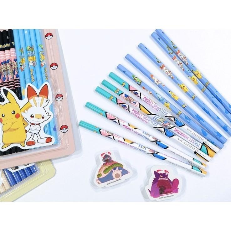 [MBB🇰🇷現貨附發票]韓國 Pokémon寶可夢 10支鉛筆+2個橡皮擦 文具組 Pokemon 六角鉛筆-細節圖4