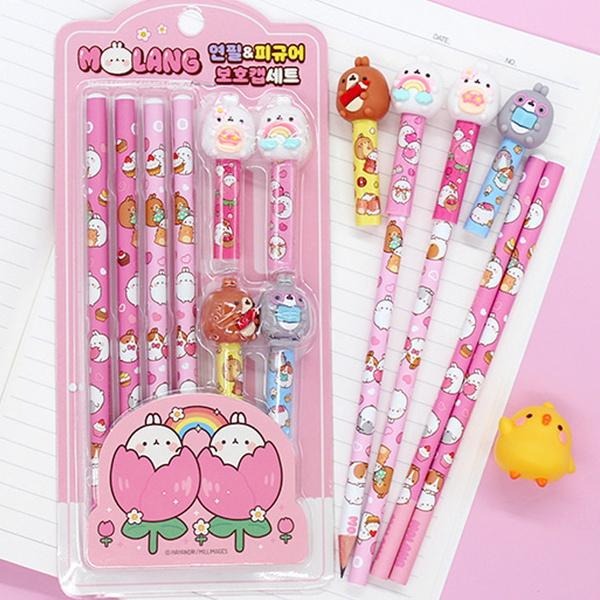 [MBB🇰🇷現貨附發票]韓國 萌浪兔 鉛筆筆蓋 文具組 MOLANG 公仔筆套-細節圖4