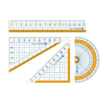 [MBB🇯🇵現貨附發票]日本SONiC 超大數字止滑尺4件組 SK-7885 直尺 量角器 三角板 四件組 附收納盒-細節圖2