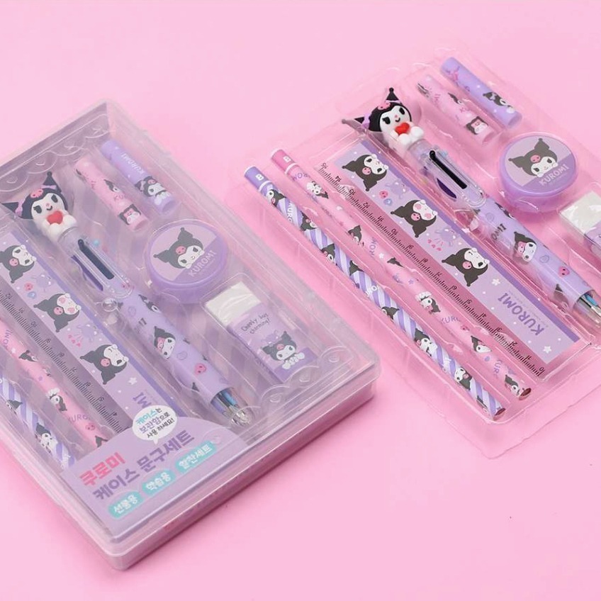 [MBB🇰🇷現貨附發票]韓國 三麗鷗 文具組合 八件組 鉛筆 橡皮擦 筆套 削筆器 尺 文具組 庫洛米 大耳狗 美樂-細節圖3