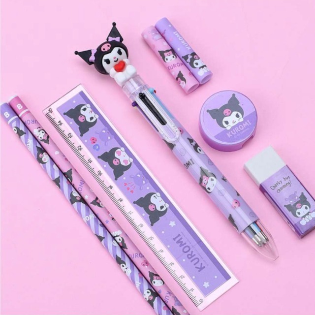 [MBB🇰🇷現貨附發票]韓國 三麗鷗 文具組合 八件組 鉛筆 橡皮擦 筆套 削筆器 尺 文具組 庫洛米 大耳狗 美樂-細節圖5