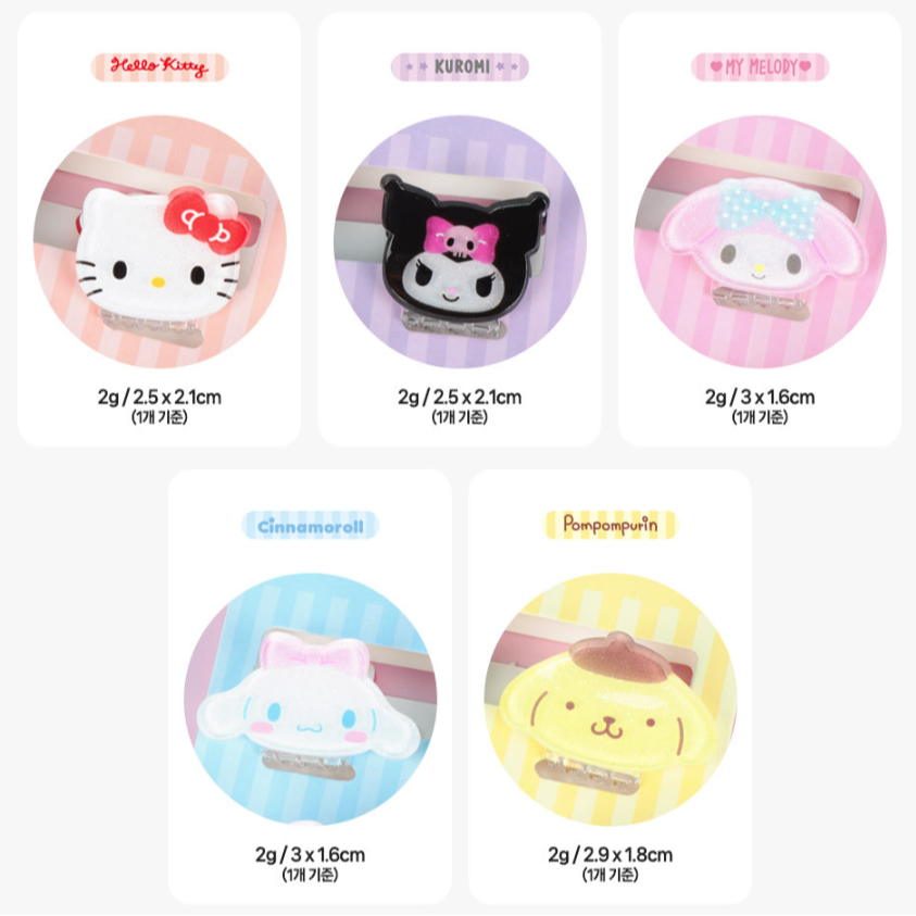 [MBB🇰🇷現貨附發票]韓國 三麗鷗 抓夾 迷你髮夾4P 髮夾 庫洛米 大耳狗 美樂蒂 KITTY 髮飾-細節圖4