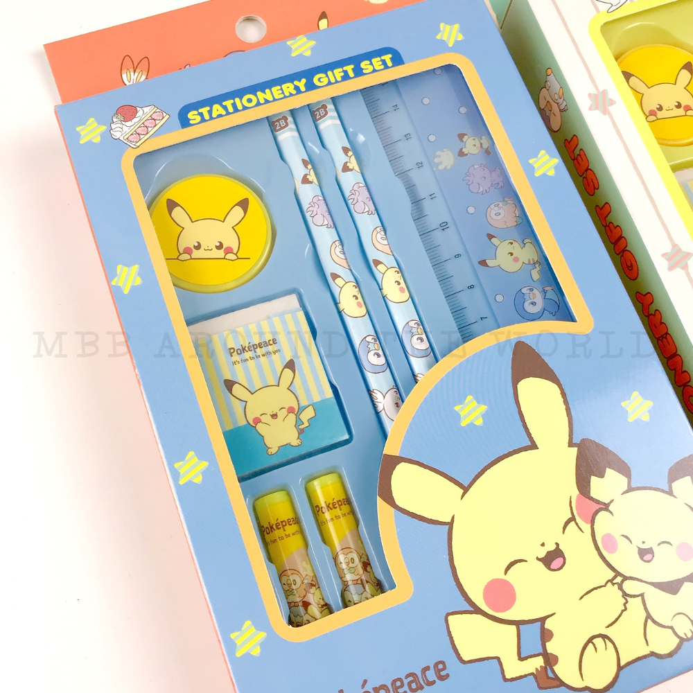 [MBB🇰🇷現貨附發票]韓國 寶可夢 7件文具禮盒 文具組 鉛筆 橡皮擦 筆蓋 直尺 削筆器 pokepeace-細節圖2