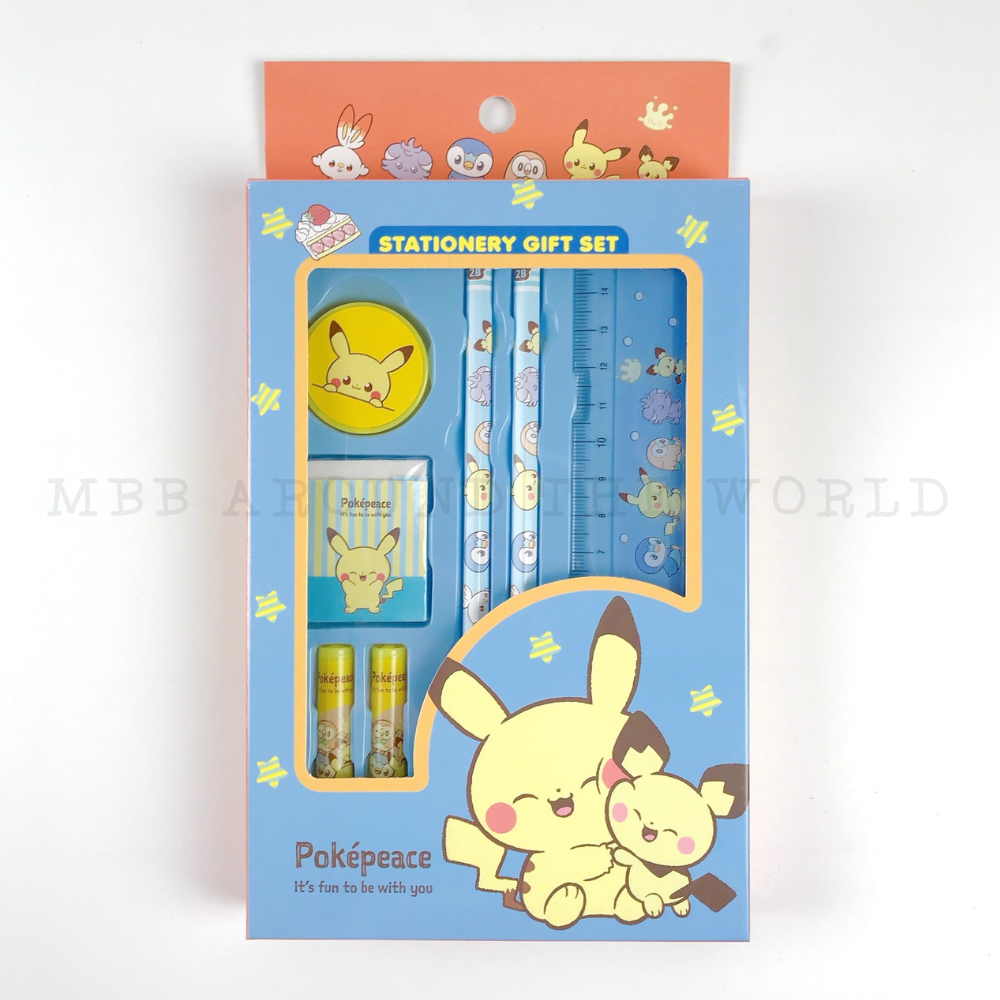 [MBB🇰🇷現貨附發票]韓國 寶可夢 7件文具禮盒 文具組 鉛筆 橡皮擦 筆蓋 直尺 削筆器 pokepeace-細節圖4