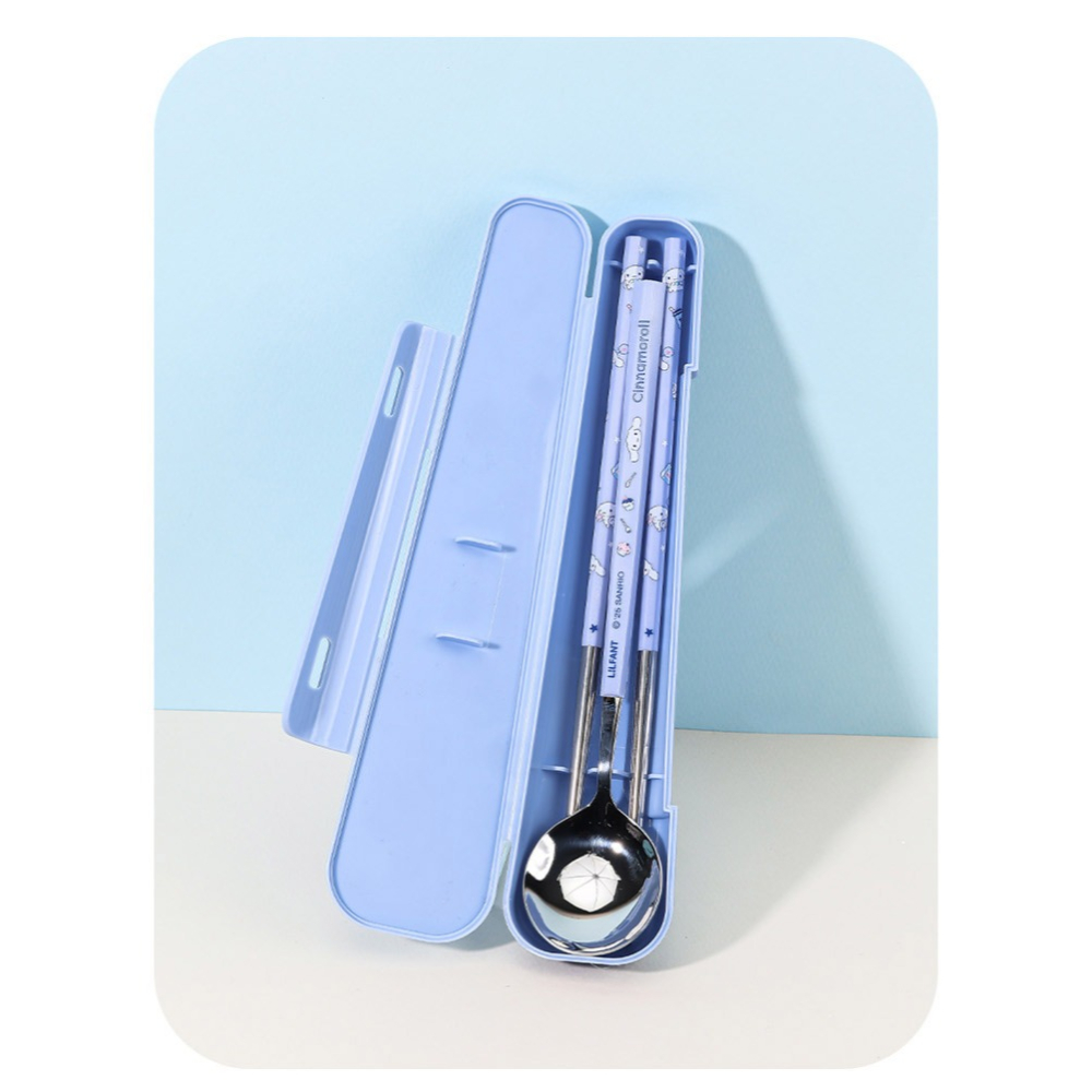 [MBB🇰🇷現貨附發票]韓國 Lilfant 卡通不銹鋼餐具三件組 [湯匙筷子收納盒] 吉伊卡哇 大耳狗 環保餐具-細節圖3