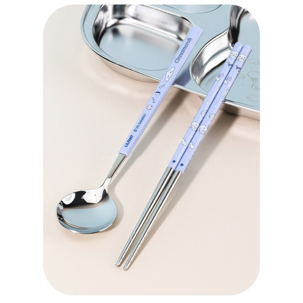 [MBB🇰🇷現貨附發票]韓國 Lilfant 卡通不銹鋼餐具三件組 [湯匙筷子收納盒] 吉伊卡哇 大耳狗 環保餐具-細節圖5