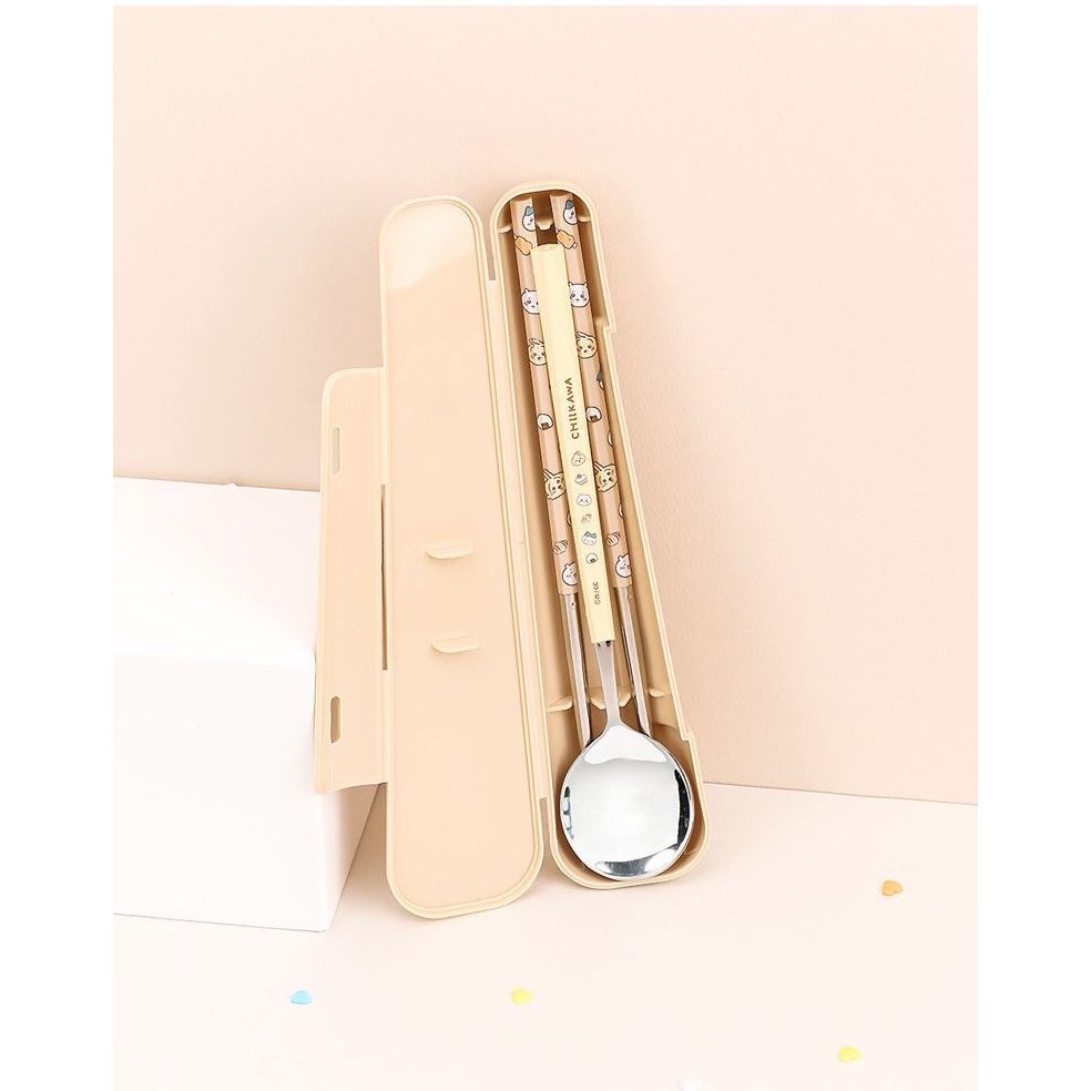 [MBB🇰🇷現貨附發票]韓國 Lilfant 卡通不銹鋼餐具三件組 [湯匙筷子收納盒] 吉伊卡哇 大耳狗 環保餐具-細節圖10