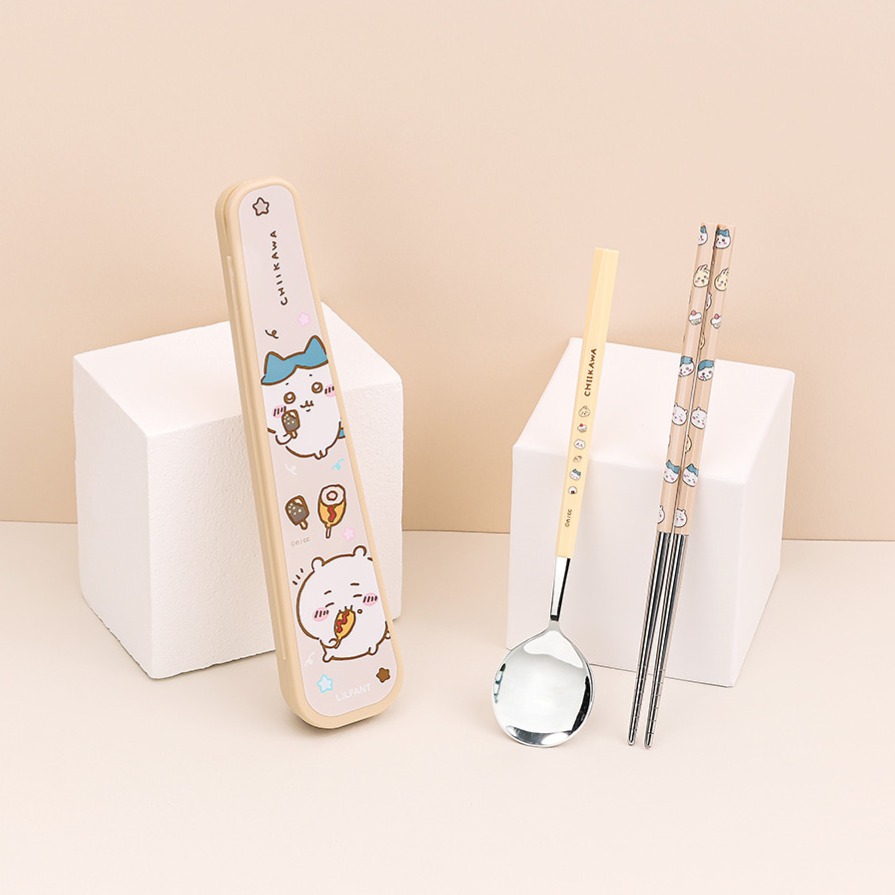 [MBB🇰🇷現貨附發票]韓國 Lilfant 卡通不銹鋼餐具三件組 [湯匙筷子收納盒] 吉伊卡哇 大耳狗 環保餐具-規格圖11