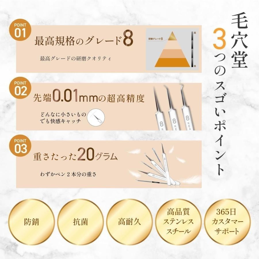 現貨！日本 毛穴堂 黑頭粉刺護理全套組 工具8件組 鑷子組-細節圖4