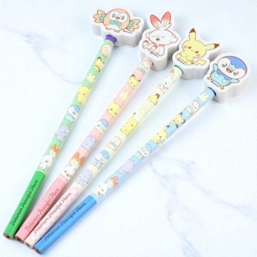 [MBB🇰🇷現貨附發票]韓國 寶可夢2B鉛筆橡皮擦組 筆套 4支組 厚橡皮擦-細節圖2