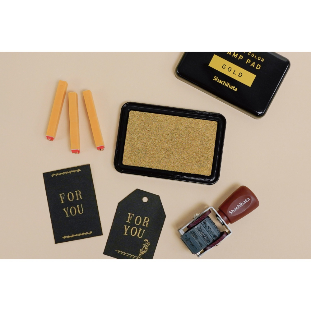 日本 Shachihata 金屬印台 印泥 金色 銀色 金蔥 不滲色 高飽合-細節圖2