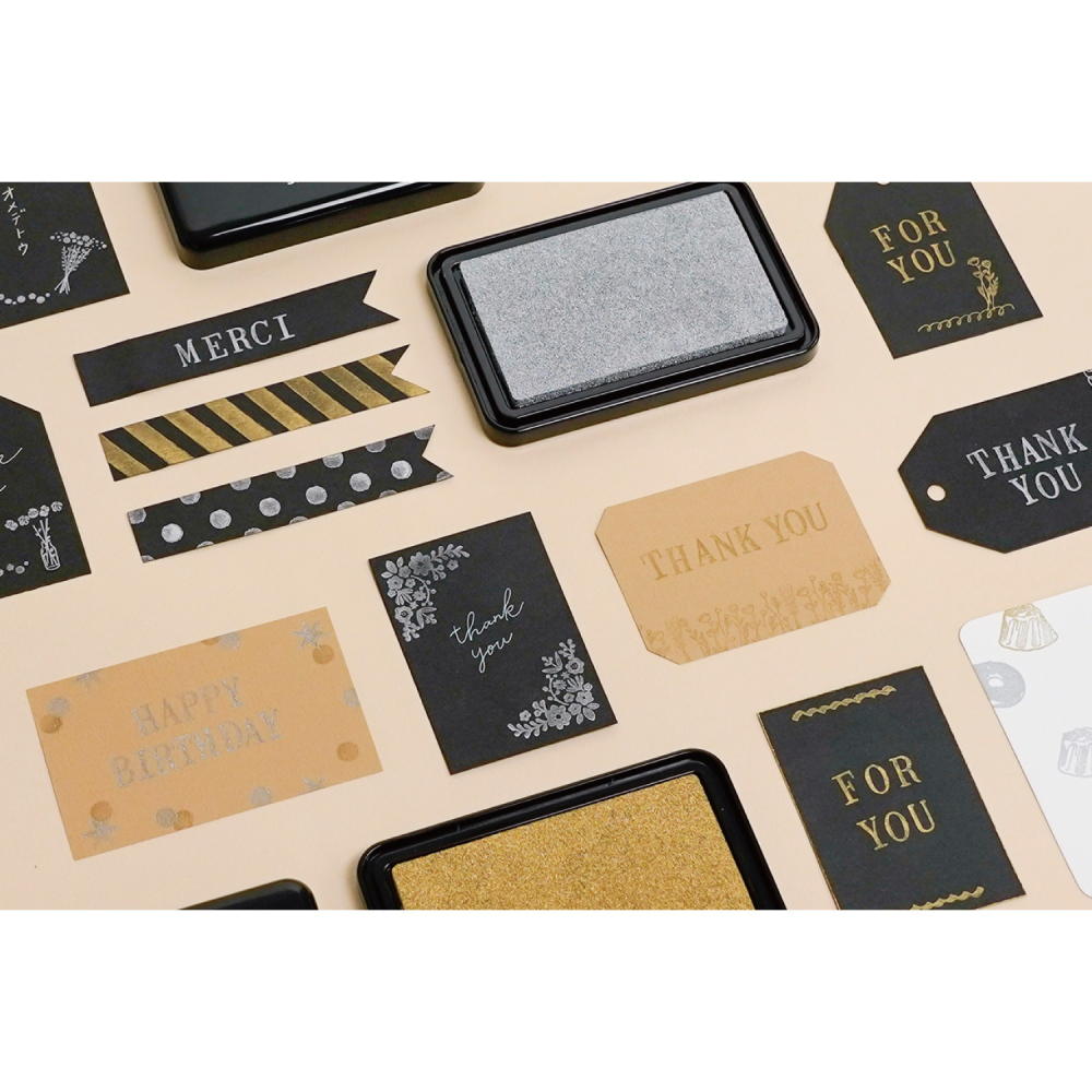 日本 Shachihata 金屬印台 印泥 金色 銀色 金蔥 不滲色 高飽合-細節圖3