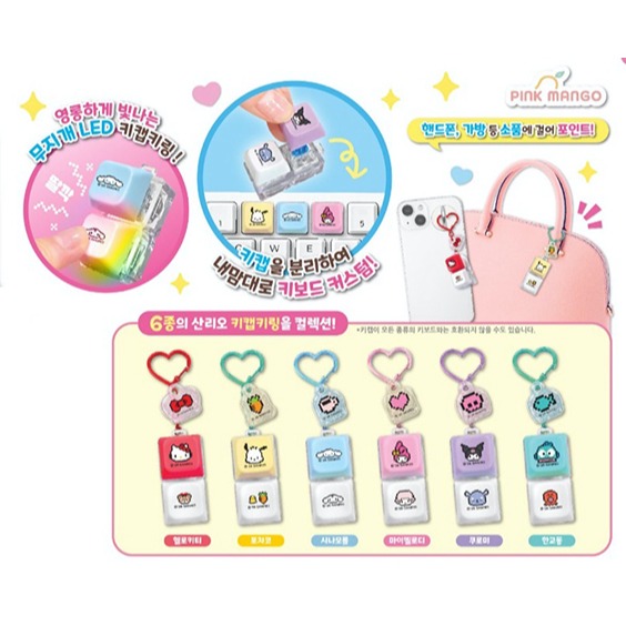 [MBB🇰🇷現貨附發票]韓國 三麗鷗 LED 按鍵吊飾盲盒 按鈕 KITTY 漢頓 酷洛米 美樂蒂 大耳狗 帕恰狗-細節圖2