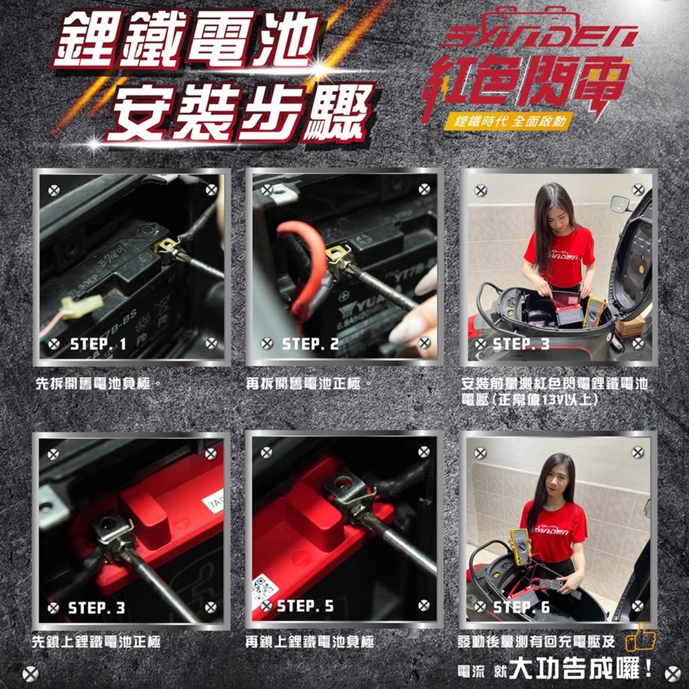 紅色閃電SD-SB5L 容量3AH 機車鋰鐵電池 對應YTX5L-BS、GTX5L-BS、MG5L-BS-C、MTZ6S-細節圖8