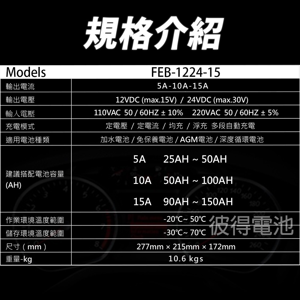 【麻新電子】FEB-1224-15 12/24V可切換(雙電壓 充滿自停 一年保固)-細節圖9