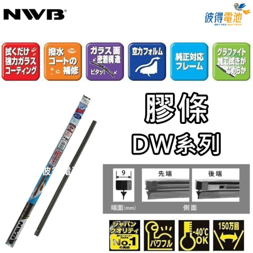 【彼得電池】日本NWB DW系列 9mm 雨刷膠條 軟骨雨刷皮 石墨覆膜 DESIGN三節式軟骨雨刷替換膠條 日本製造